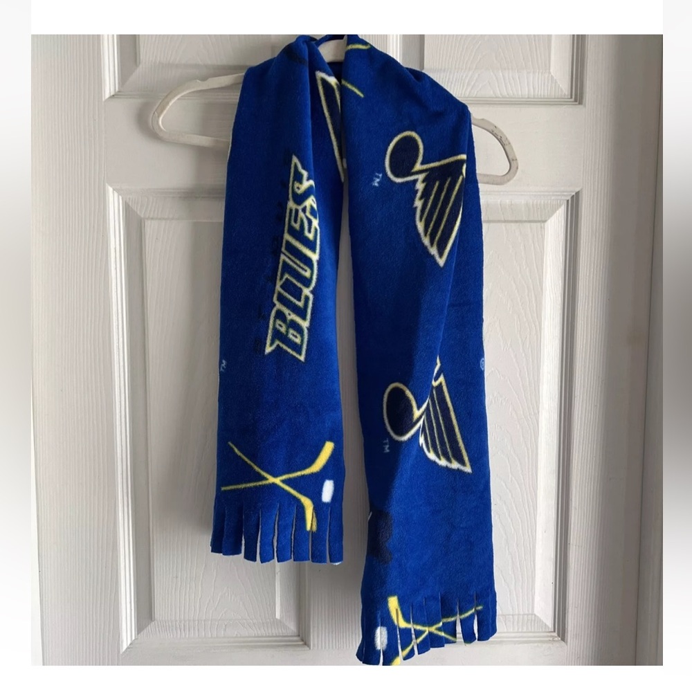 St Louis Blues Hockey Fringe Scarf Fleece Winter Accessory Handmade Plush